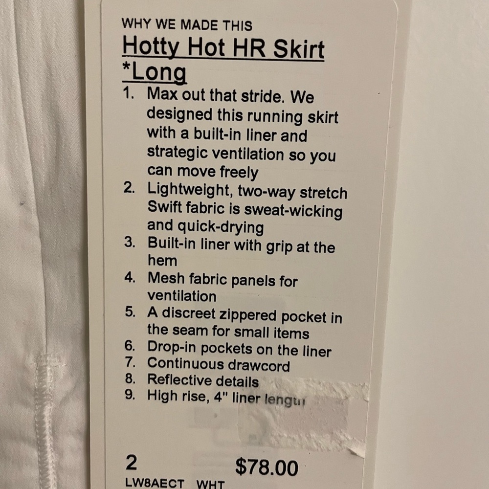 Lululemon Athletic Hottie Hot *Long skirt sz 2